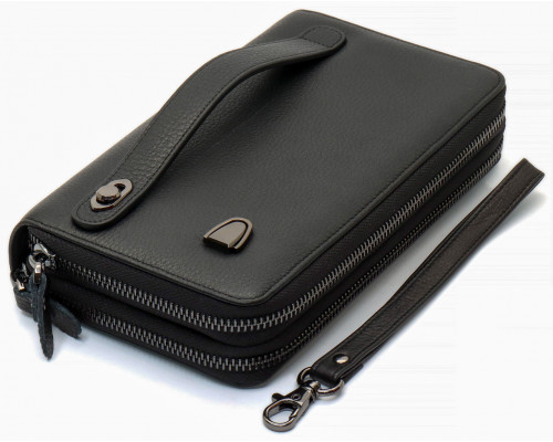 Чорний гаманець-клатч на дві блискавки з натуральної шкіри Marco Coverna B-5902B-1Q