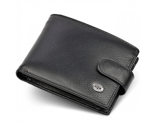 Шкіряне чоловіче портмоне на кнопці ST Leather ST-104-1 чорний