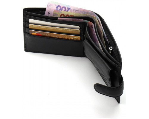 Шкіряне чоловіче портмоне на кнопці ST Leather ST-104-1 чорний