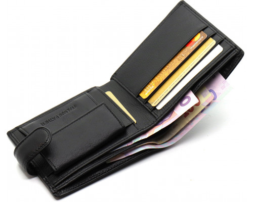 Шкіряне чоловіче портмоне на кнопці ST Leather ST-104-1 чорний