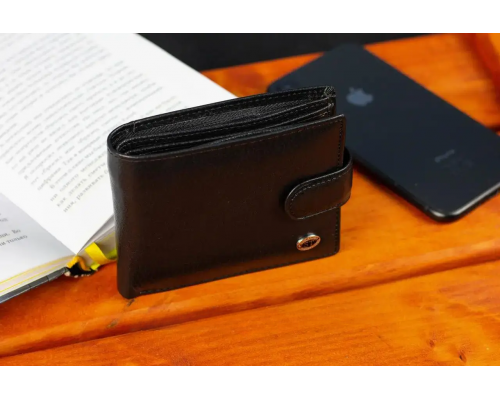 Шкіряне чоловіче портмоне на кнопці ST Leather ST-104-1 чорний