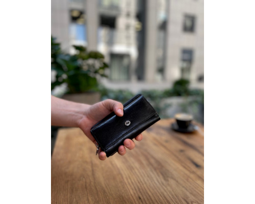 Чорна ключниця з натуральної шкіри із відділенням для грошей ST Leather B416