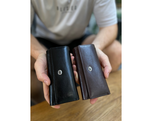 Чорна ключниця з натуральної шкіри із відділенням для грошей ST Leather B416