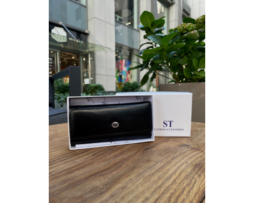 Чорна ключниця з натуральної шкіри із відділенням для грошей ST Leather B416