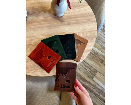 Шкіряна обкладинка для паспорта з написом Ukraine