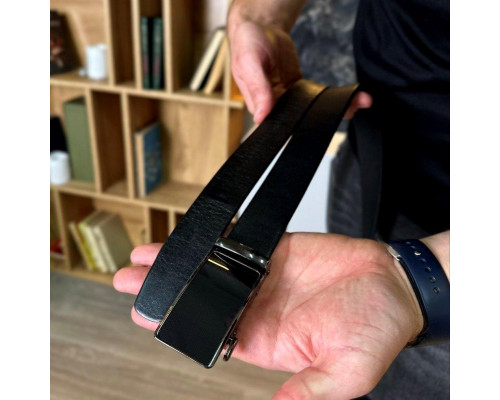 Чоловічий шкіряний ремінь із пряжкою автомат 3733