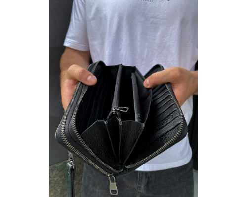 Клатч на дві блискавки з фактурною натуральною шкірою MC-086-5902С