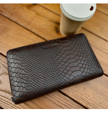 Коричневий гаманець-клатч на блискавці з блоком під картки із натуральної шкіри Marco Coverna MC086-5901С