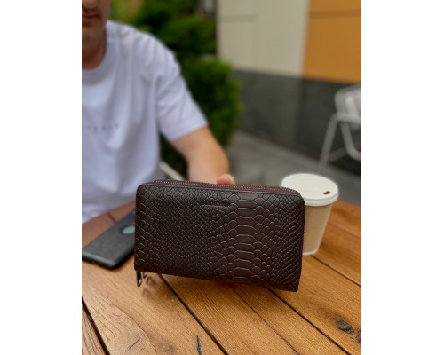 Коричневий гаманець-клатч на дві блискавки з блоком під картки із натуральної шкіри Marco Coverna MC086-5901С