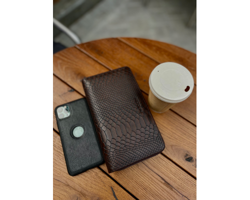 Коричневий гаманець-клатч на дві блискавки з блоком під картки із натуральної шкіри Marco Coverna MC086-5901С