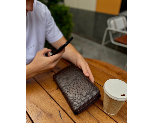 Коричневий гаманець-клатч на дві блискавки з блоком під картки із натуральної шкіри Marco Coverna MC086-5901С