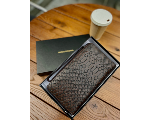 Коричневий гаманець-клатч на дві блискавки з блоком під картки із натуральної шкіри Marco Coverna MC086-5901С