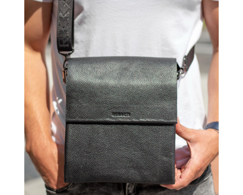 Чоловічий шкіряний месенджер 23х26х6, сумка планшет через плече BEXHILL TD-18621 чорний