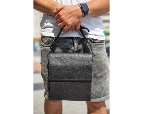 Чоловічий шкіряний месенджер 23х26х6, сумка планшет через плече BEXHILL TD-18621 чорний