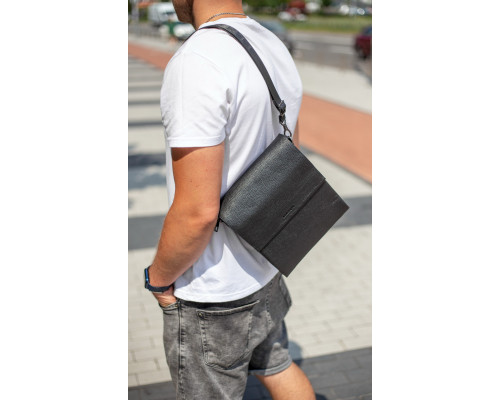 Чоловічий шкіряний месенджер 23х26х6, сумка планшет через плече BEXHILL TD-18621 чорний