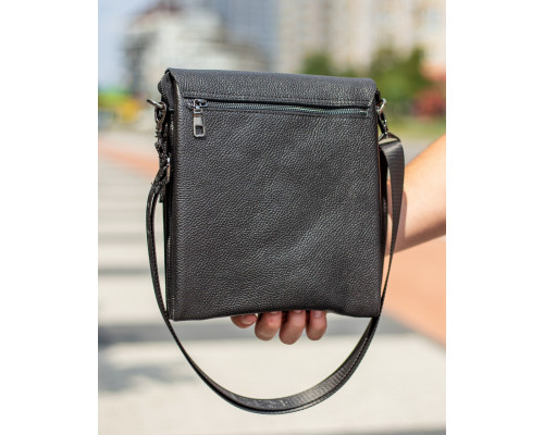 Чоловічий шкіряний месенджер 23х26х6, сумка планшет через плече BEXHILL TD-18621 чорний