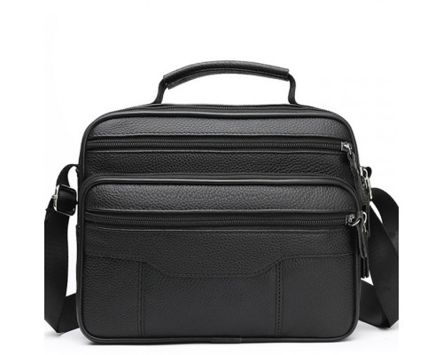 Чоловіча барсетка з ручкою 23х19х7, шкіряна сумка з ременем через плече BEXHILL BX-14440B чорна