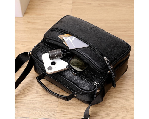 Чоловіча барсетка з ручкою 23х19х7, шкіряна сумка з ременем через плече BEXHILL BX-14440B чорна