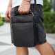 Чоловіча сумка-месенджер з двома відділеннями 21x26x7, шкіряний гаманець Tiding Bag 7459 чорного кольору