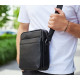 Чоловіча сумка-месенджер з двома відділеннями 21x26x7, шкіряний гаманець Tiding Bag 7459 чорного кольору
