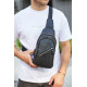 Чоловічий слінг через плече 18х32х7, шкіряна бананка нагрудна, сумка рюкзак Tiding Bag 33737 чорна