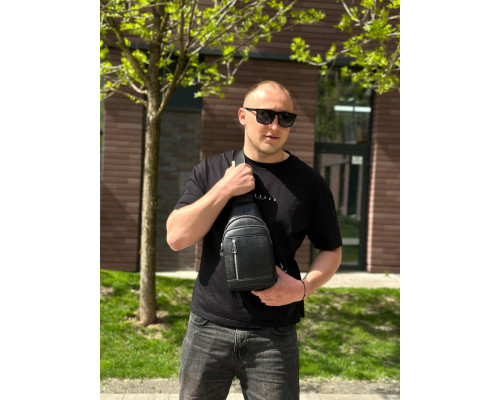 Чоловічий стильний слінг на плече 18х32х6, сумка рюкзак для подорожей та відпочинку TIDING BAG 7862 чорна