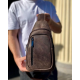 Чоловічий слінг зі шкіри 17х30х6, крейзі хорс для телефону 6349 коричневий