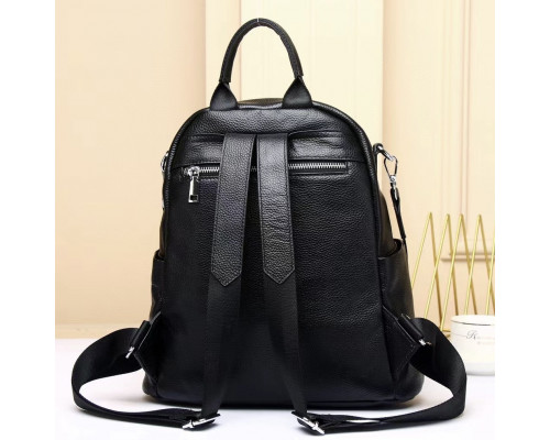 Шкіряний жіночий рюкзак з тисненням 25х30х11, сумка наплічна з шахматним візерунком, чорна