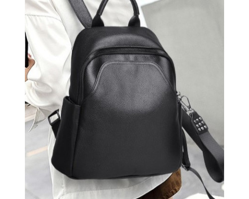 Жіночий шкіряний рюкзак міського типу 23х30х13, сумка на спину під мат, чорна