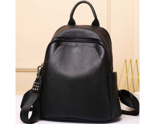 Жіночий шкіряний рюкзак міського типу 23х30х13, сумка на спину під мат, чорна