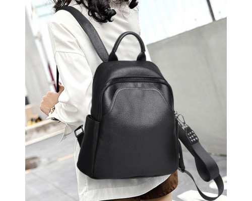 Жіночий шкіряний рюкзак міського типу 23х30х13, сумка на спину під мат, чорна