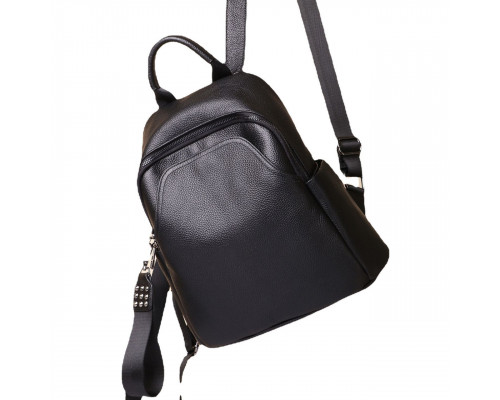 Жіночий шкіряний рюкзак міського типу 23х30х13, сумка на спину під мат, чорна