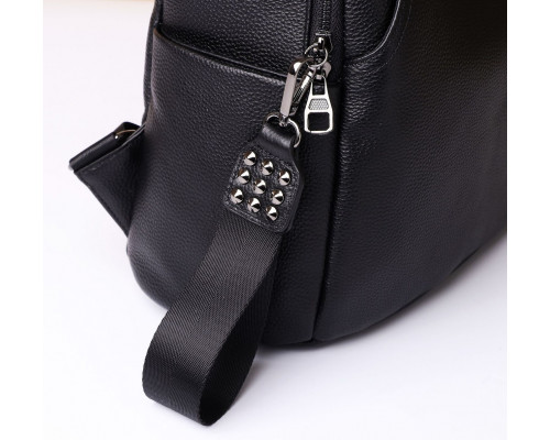 Жіночий шкіряний рюкзак міського типу 23х30х13, сумка на спину під мат, чорна