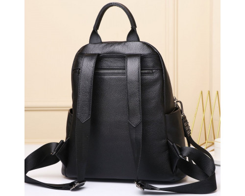 Жіночий шкіряний рюкзак міського типу 23х30х13, сумка на спину під мат, чорна