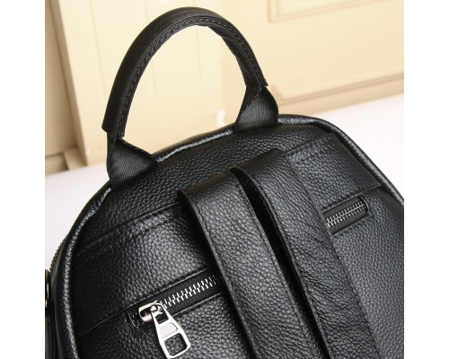 Стильна жіноча сумка міська на плечі 25х33х14, рюкзак з натуральної шкіри, чорний