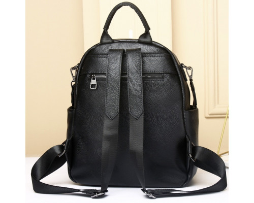 Стильна жіноча сумка міська на плечі 25х33х14, рюкзак з натуральної шкіри, чорний