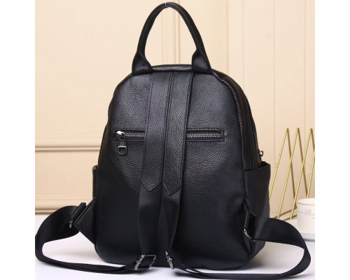 Рюкзак жіночий шкіряний з тисненням під рептилію 23х30х13, сумка наплічна для міста, чорна