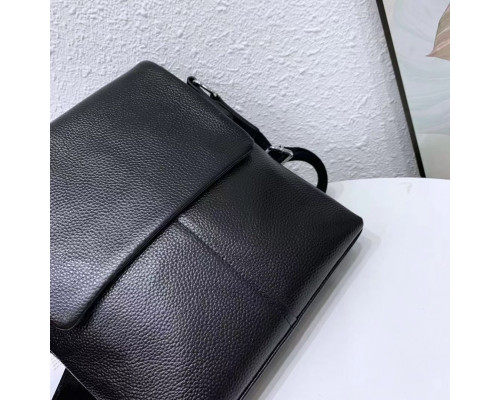 Шкіряна сумка чоловіча через плече 21х23х5.5, м'яка барсетка для гаджетів Tiding Bag 12977 чорна