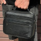 Чоловіча шкіряна сумка-барсетка 23х19х7, месенджер із ручкою та ременем через плече BX-10041 чорний