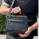 Чоловіча шкіряна сумка-барсетка 23х19х7, месенджер із ручкою та ременем через плече BX-10041 чорний