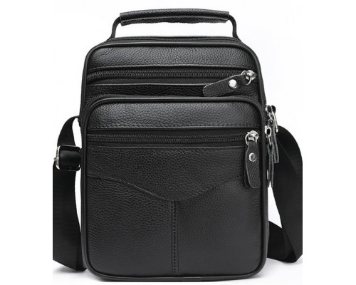 Чоловіча шкіряна сумка-барсетка 26х20.5х8, месенджер через плече Bexhill Bx-56402 чорна