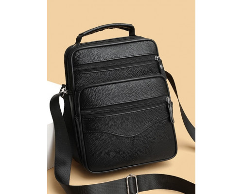 Чоловіча шкіряна сумка-барсетка 26х20.5х8, месенджер через плече Bexhill Bx-56402 чорна