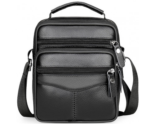 Чоловіча сумка барсетка 17x21x9, шкіряна сумочка планшет Tiding Bag 75003 чорна