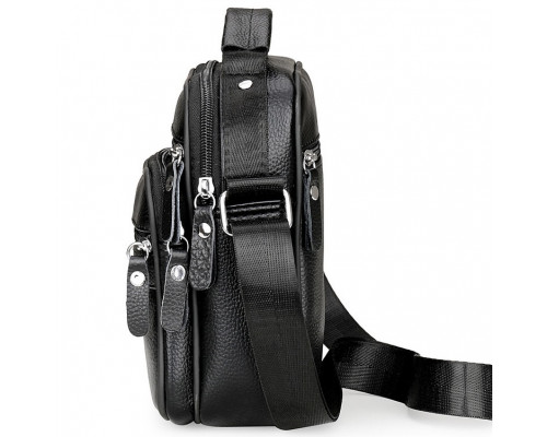 Чоловіча сумка барсетка 17x21x9, шкіряна сумочка планшет Tiding Bag 75003 чорна