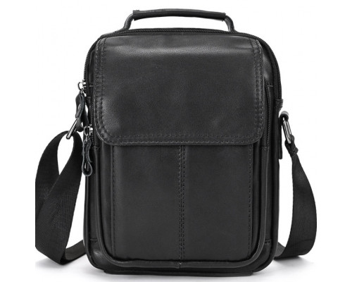 Сумка-барсетка чоловіча через плече 22х18х8, шкіряна сумочка планшет Tiding Bag TD-69291 чорна