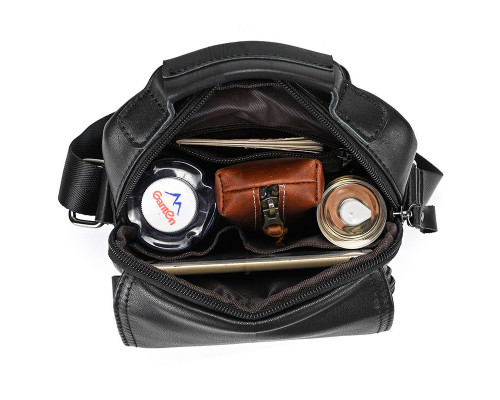 Сумка-барсетка чоловіча через плече 22х18х8, шкіряна сумочка планшет Tiding Bag TD-69291 чорна