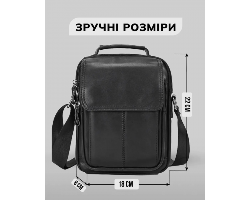 Сумка-барсетка чоловіча через плече 22х18х8, шкіряна сумочка планшет Tiding Bag TD-69291 чорна