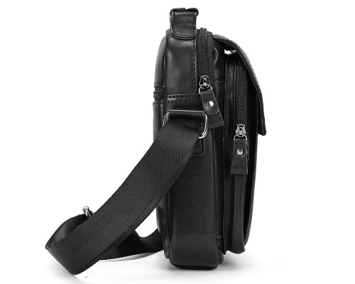 Сумка-барсетка чоловіча через плече 22х18х8, шкіряна сумочка планшет Tiding Bag TD-69291 чорна