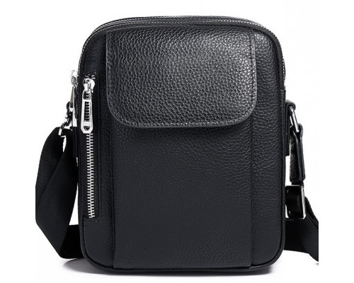 Чоловіча шкіряна сумка-барсетка 19х24х7.5, сумочка планшет через плече чорна Bexhill BX-09164