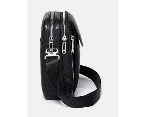 Чоловіча шкіряна сумка-барсетка 19х24х7.5, сумочка планшет через плече чорна Bexhill BX-09164